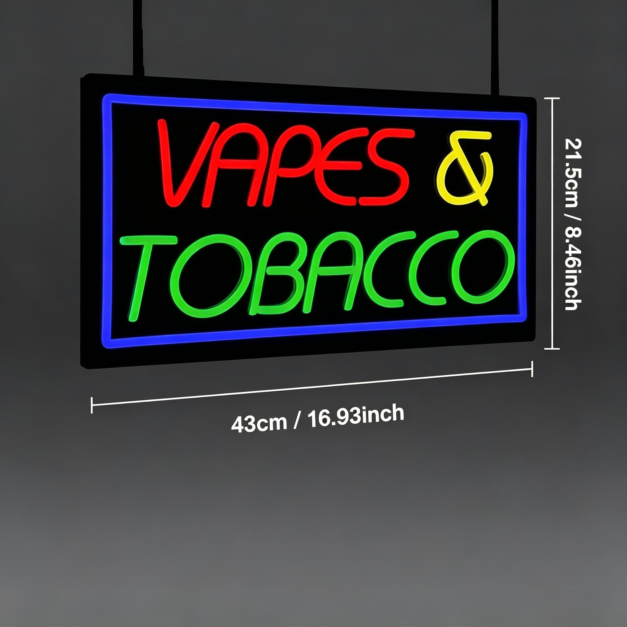 Neonreclame voor tabak en vape - Vaping Store recensie en prijs